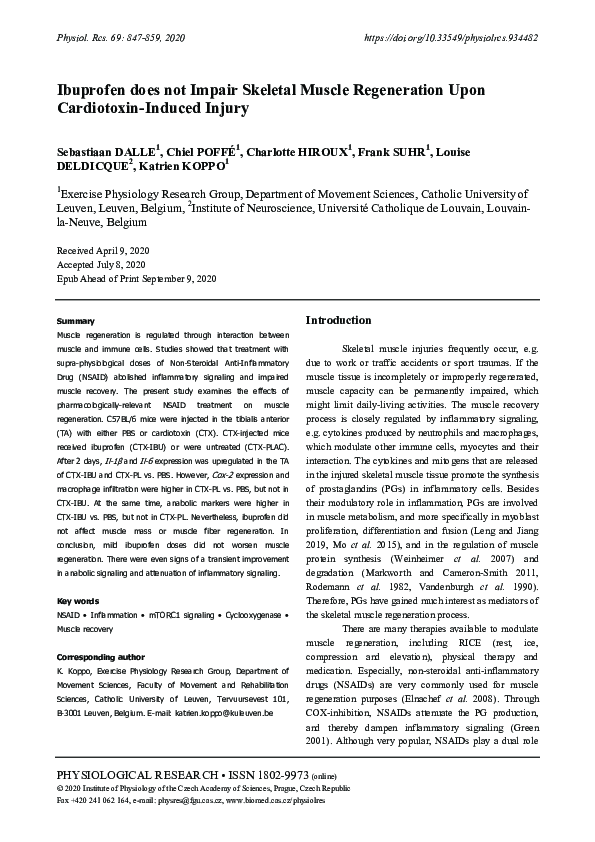 (PDF) Ibuprofen does not Impair Skeletal Muscle Regeneration Upon ...