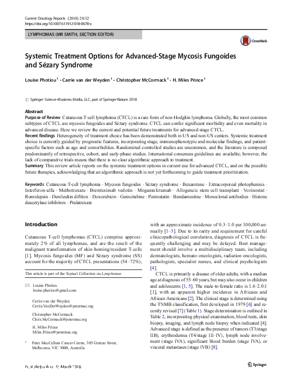 (PDF) Systemic Treatment Options for Advanced-Stage Mycosis Fungoides ...