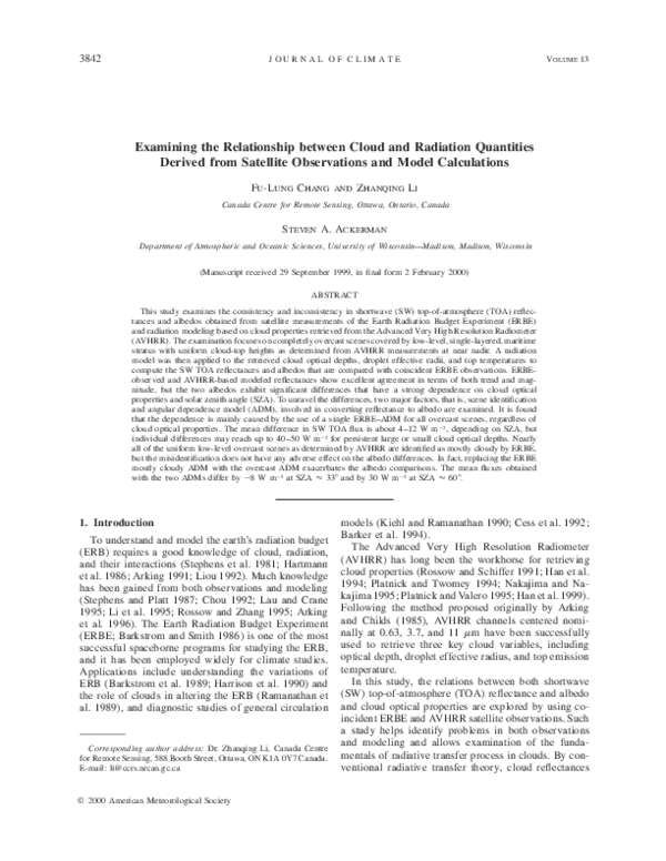 (PDF) Examining the Relationship between Cloud and Radiation Quantities ...