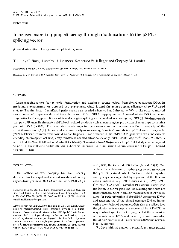 (PDF) Increased exon-trapping efficiency through modifications to the ...