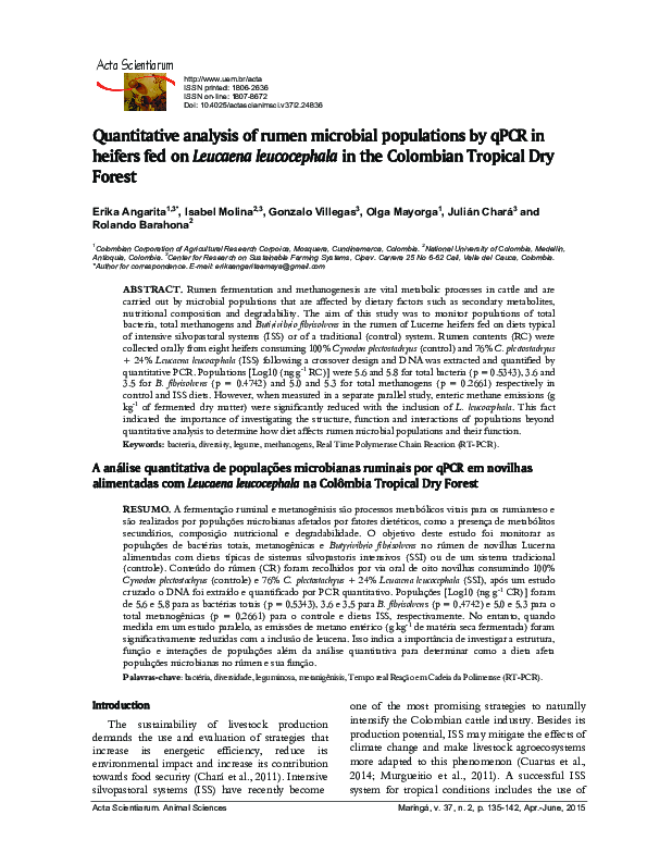 Image showcasing (PDF) Quantitative analysis of rumen microbial populations by qPCR in ...
