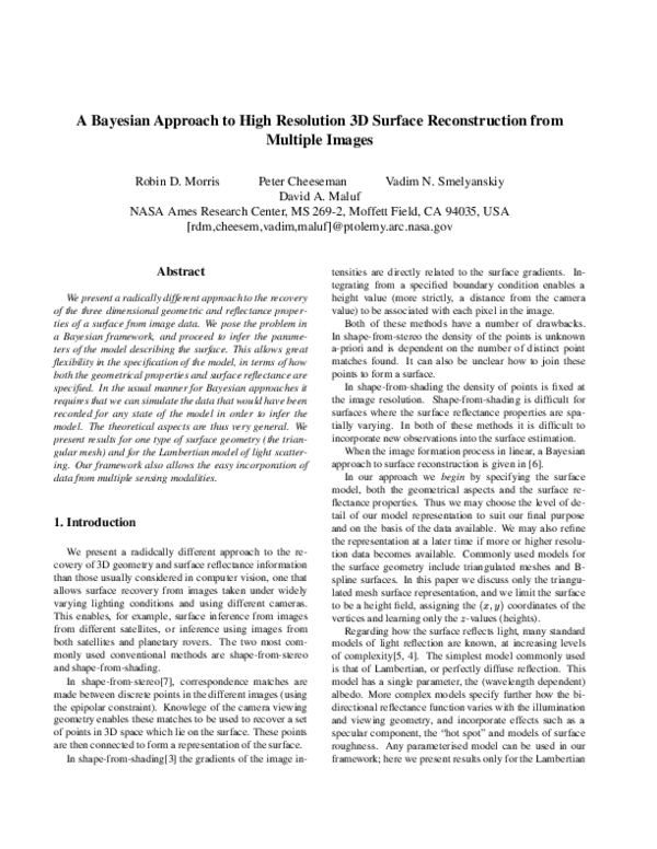 (PDF) A Bayesian approach to high resolution 3D surface reconstruction ...