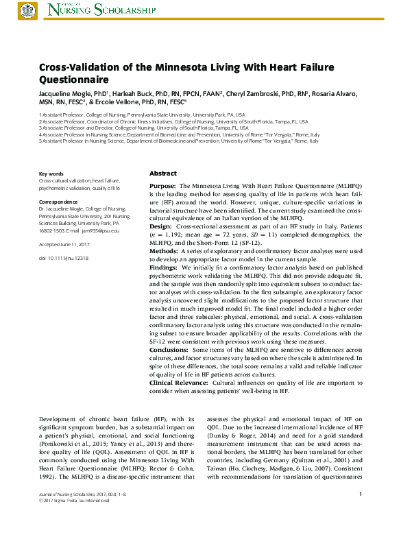 (PDF) Cross-Validation of the Minnesota Living With Heart Failure ...