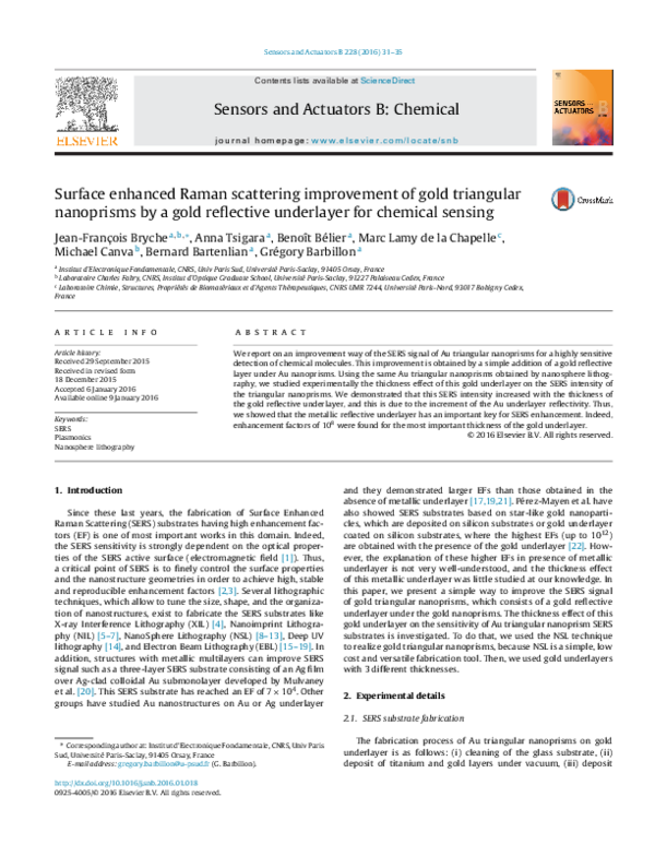(PDF) Surface enhanced Raman scattering improvement of gold triangular ...