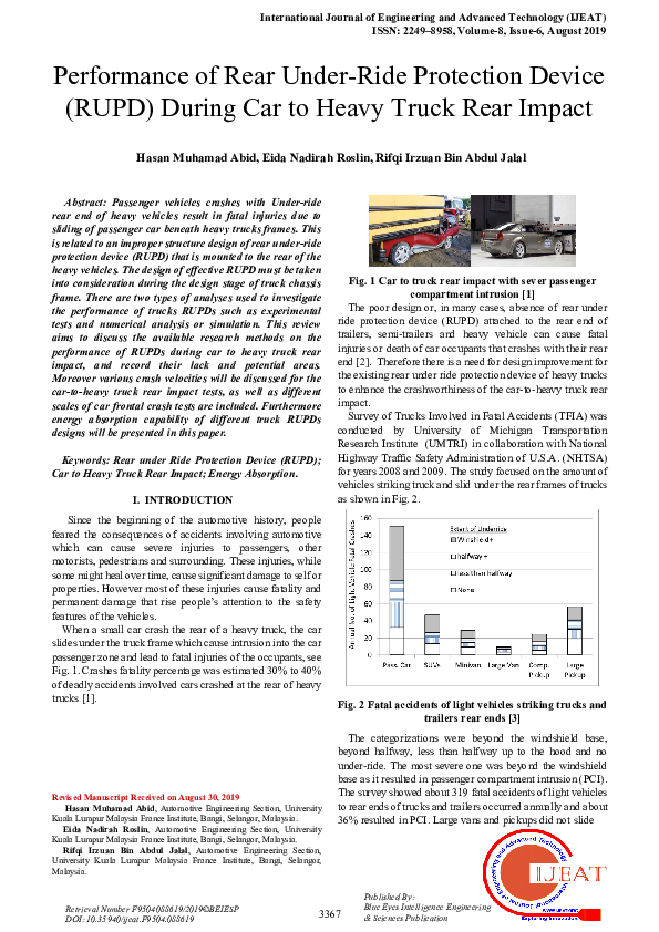 (PDF) Performance of Rear Under-Ride Protection Device (RUPD) During ...