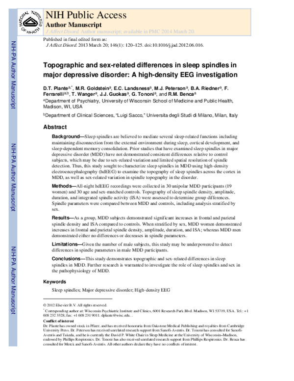 (PDF) Topographic and sex-related differences in sleep spindles in ...