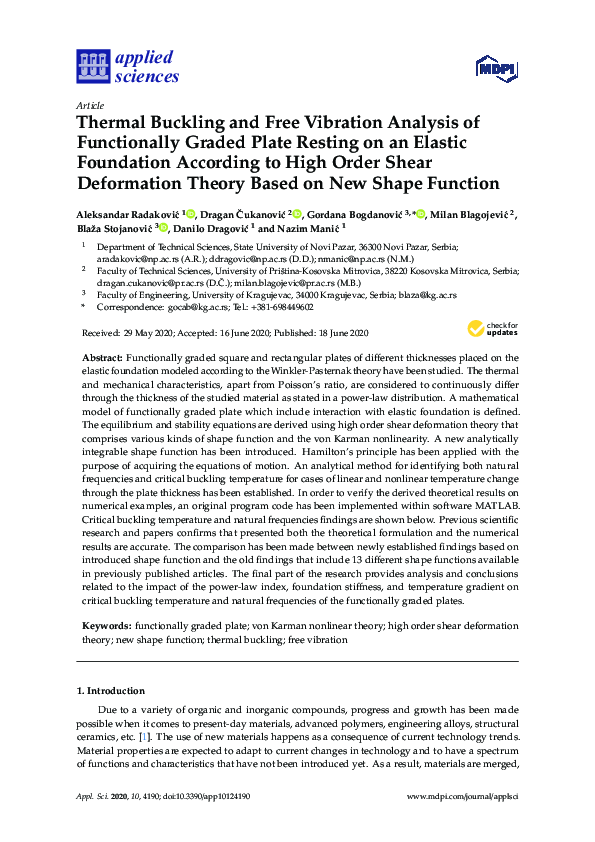 (PDF) Thermal Buckling and Free Vibration Analysis of Functionally ...