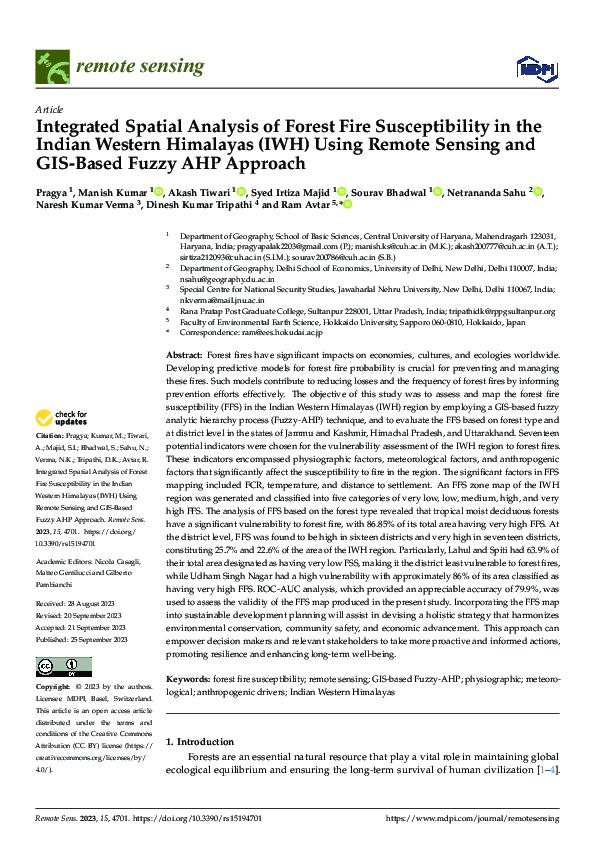(PDF) Integrated Spatial Analysis of Forest Fire Susceptibility in the ...