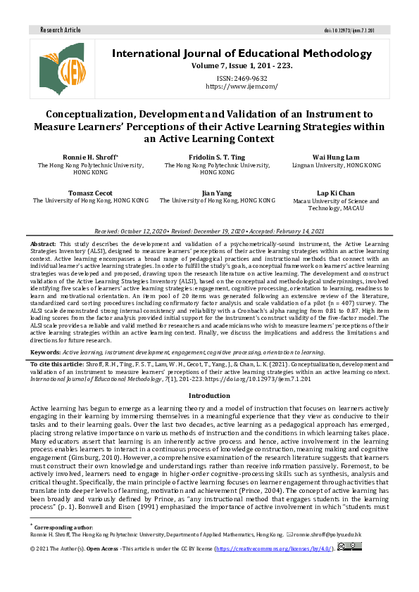 (PDF) Conceptualization, Development and Validation of an Instrument to ...