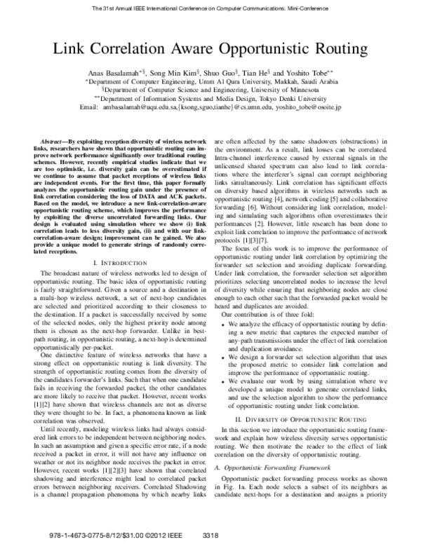(PDF) Link correlation aware opportunistic routing