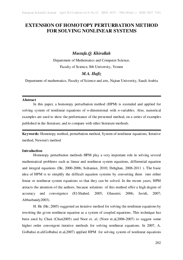 (PDF) Extension of Homotopy Perturbation Method for Solving Nonlinear ...