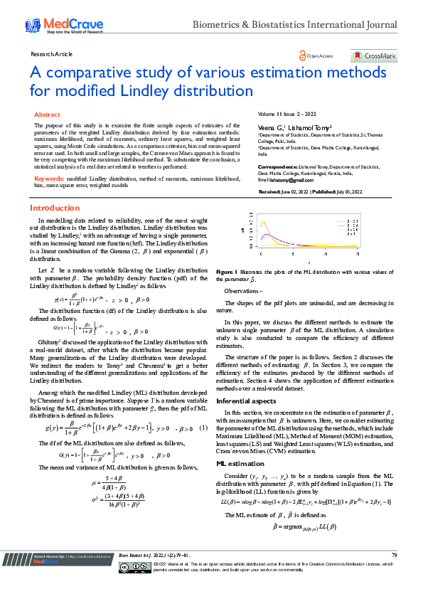 (PDF) A comparative study of various estimation methods for modified ...