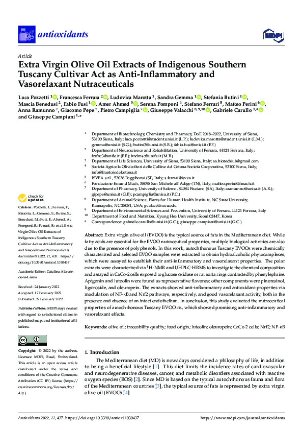 (PDF) Extra Virgin Olive Oil Extracts of Indigenous Southern Tuscany ...