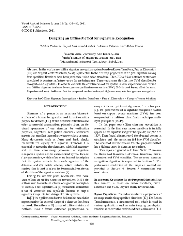 (PDF) Designing an Offline Method for Signature Recognition