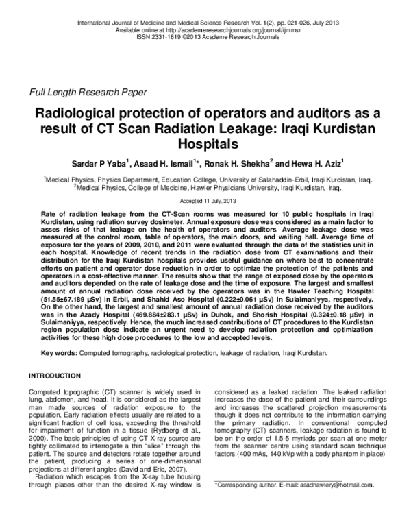 (PDF) Radiological Protection of Operators and Auditors as a Result of ...