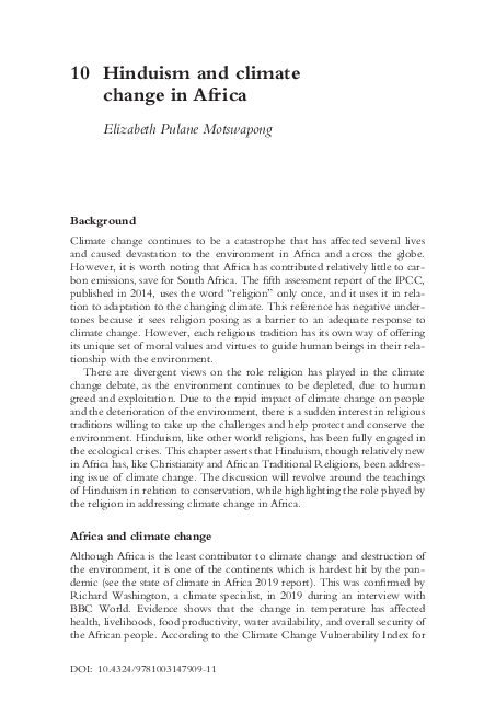 (PDF) Hinduism and climate change in Africa