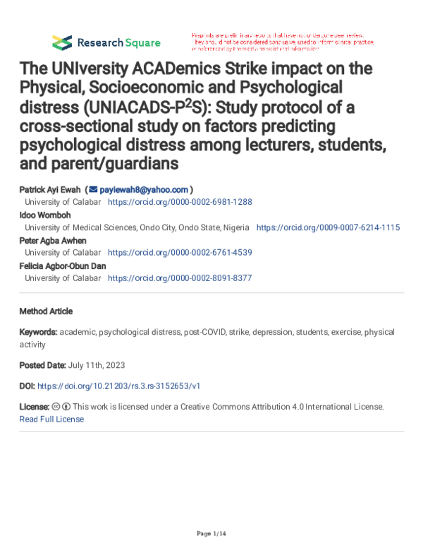 (PDF) The UNIversity ACADemics Strike impact on the Physical ...