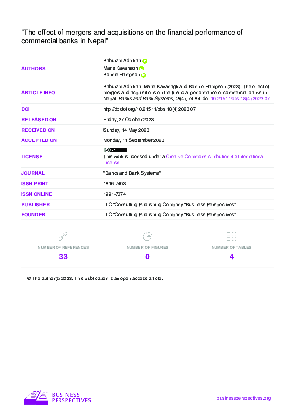 (PDF) The effect of mergers and acquisitions on the financial ...