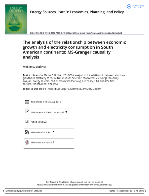 (PDF) The Analysis of Relationship between Economic Growth and Energy ...