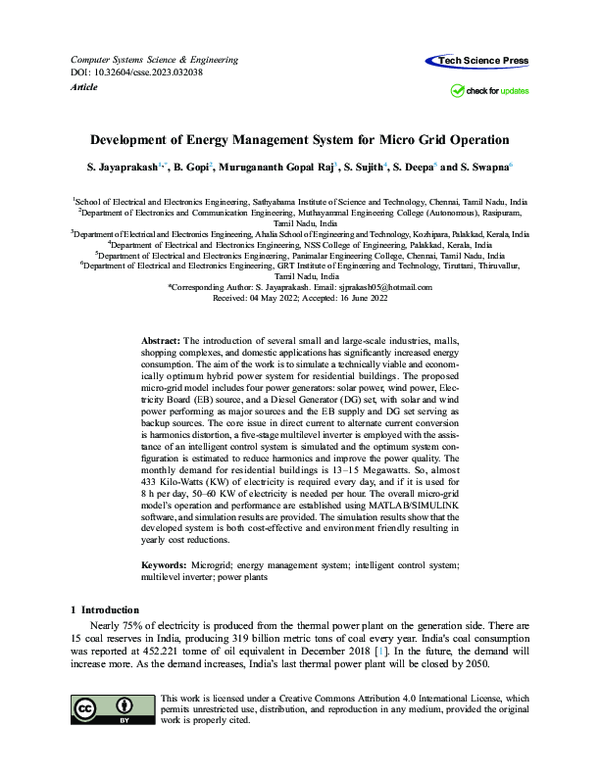 (PDF) Development of Energy Management System for Micro Grid Operation