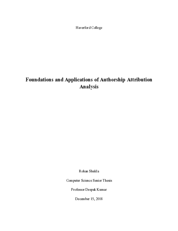 (PDF) Foundations and Applications of Authorship Attribution Analysis