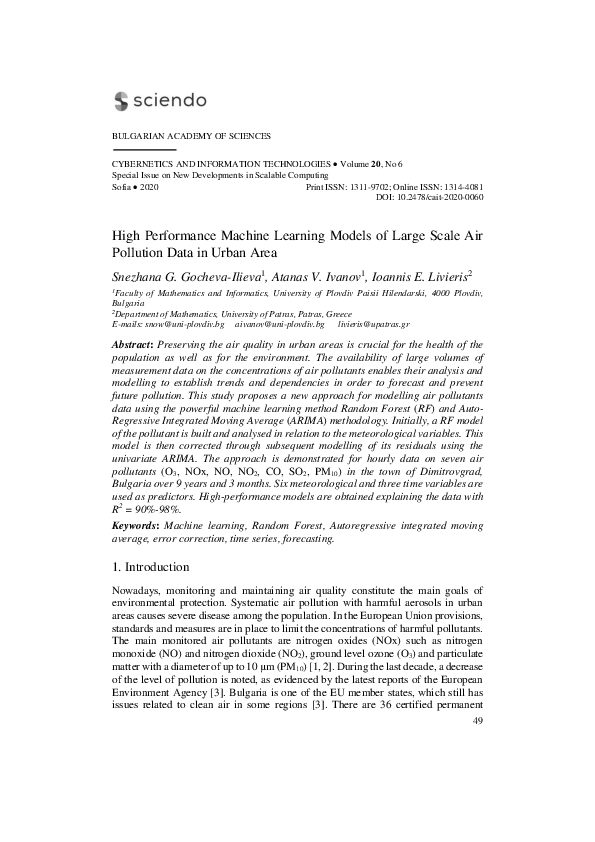 (PDF) High Performance Machine Learning Models of Large Scale Air ...