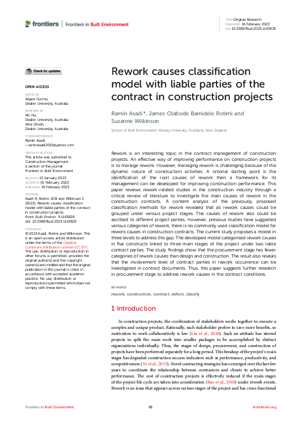 (PDF) Rework causes classification model with liable parties of the ...