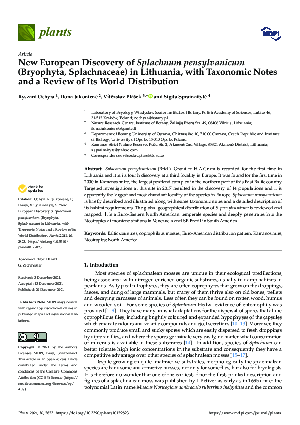 (PDF) New European Discovery of Splachnum pensylvanicum (Bryophyta ...