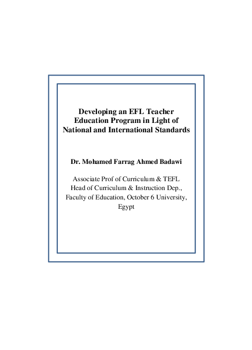 (PDF) Developing an EFL Teacher Education Program in Light of National ...