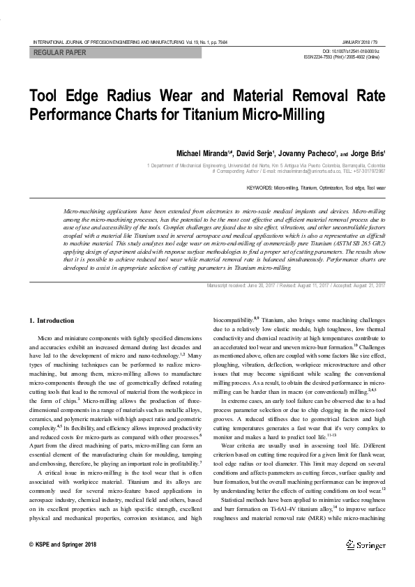 (PDF) Tool edge radius wear and material removal rate performance ...
