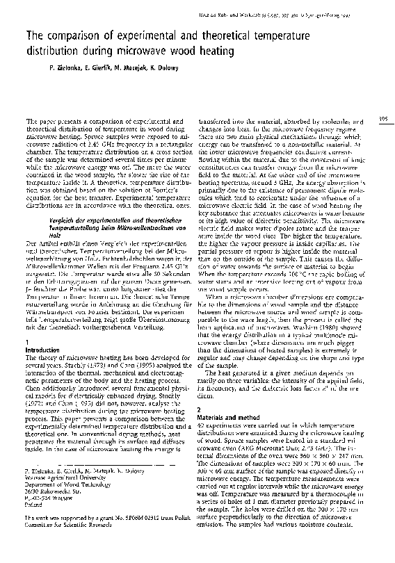 (PDF) The comparison of experimental and theoretical temperature ...