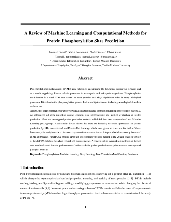 (PDF) A Brief Review of Machine Learning Techniques for Protein ...