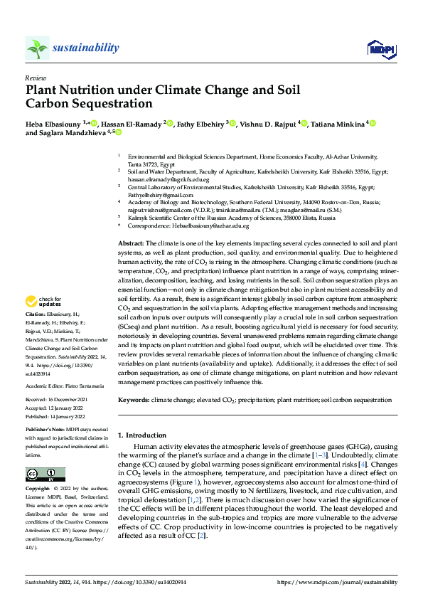 (PDF) Plant Nutrition under Climate Change and Soil Carbon Sequestration