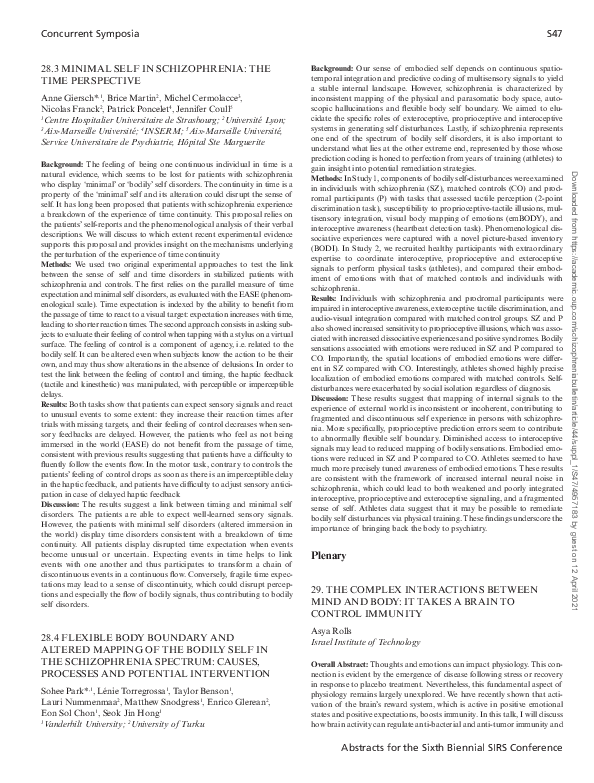 (PDF) 28.3 Minimal Self in Schizophrenia: The Time Perspective ...