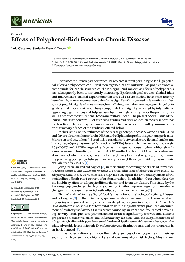 (PDF) Effects of Polyphenol-Rich Foods on Chronic Diseases