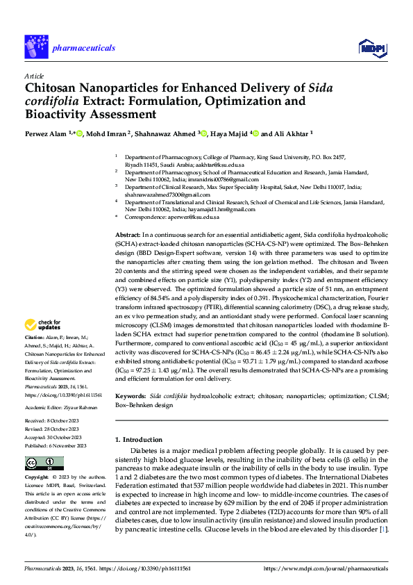 (PDF) Chitosan Nanoparticles for Enhanced Delivery of Sida cordifolia ...