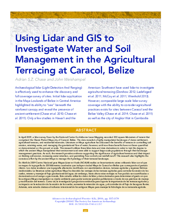 (PDF) Using Lidar and GIS to Investigate Water and Soil Management in ...