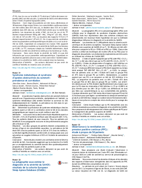 (PDF) Syndrome métabolique et syndrome d’apnées obstructives du sommeil ...