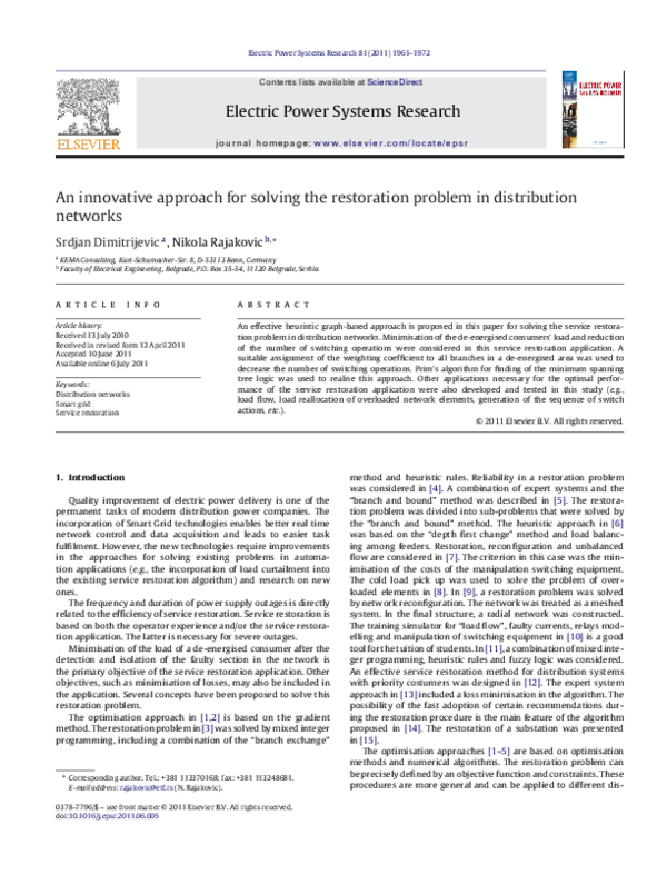 (PDF) An innovative approach for solving the restoration problem in ...