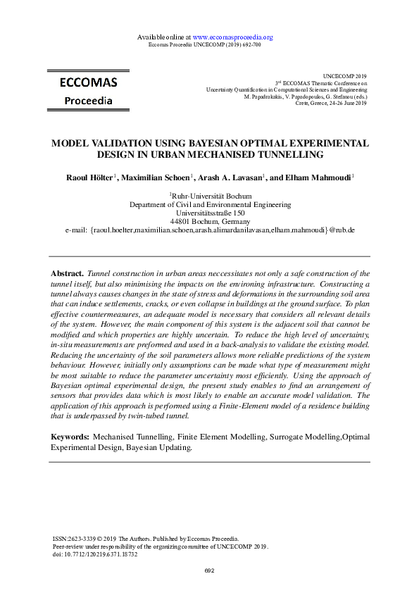 (PDF) Model Validation Using Bayesian Optimal Experimental Design in ...