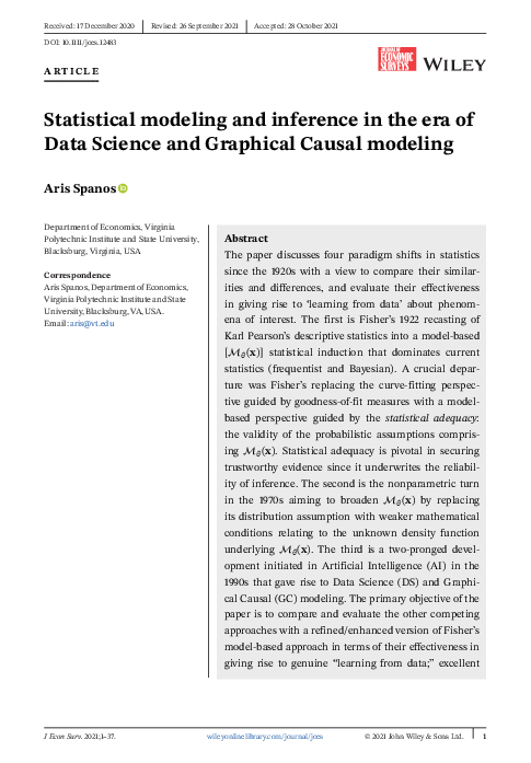 Pdf Statistical Modeling And Inference In The Era Of Data Science And Graphical Causal Modeling Pdf Statistical Modeling And Inference In The Era Of Data Science And Graphical Causal Modeling