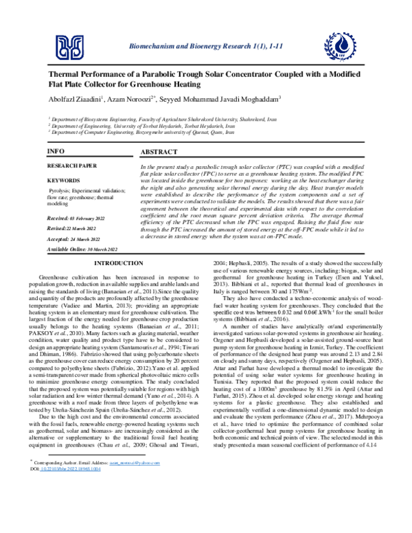 (PDF) Thermal Performance of a Parabolic Trough Solar Concentrator ...