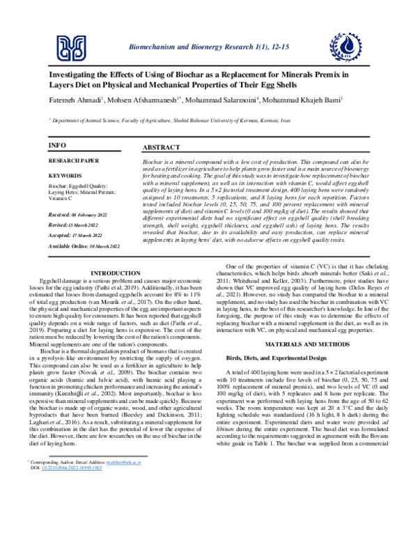(PDF) Investigating the Effects of Using of Biochar as a Replacement ...