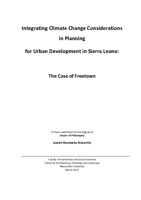 (PDF) Integrating climate change considerations in planning for urban ...