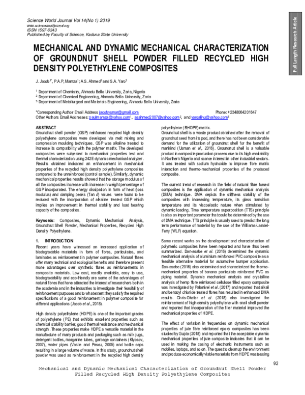 (PDF) Mechanical and Dynamic Mechanical Characterization of Groundnut ...