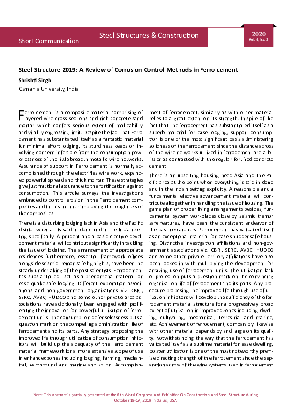 (PDF) Steel Structure 2019: A Review of Corrosion Control Methods in ...