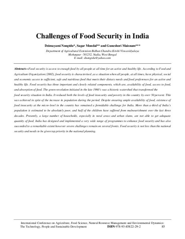 (PDF) Challenges of Food Security in India