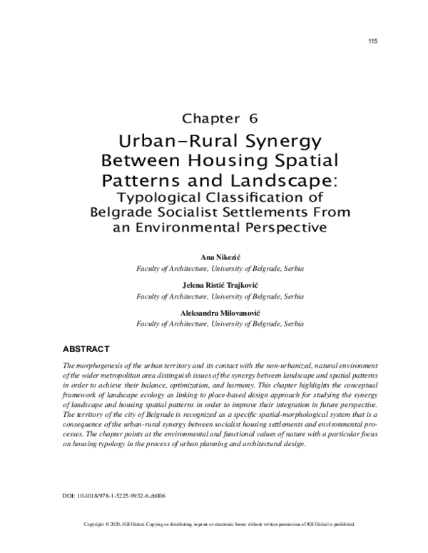 (PDF) Urban-Rural Synergy Between Housing Spatial Patterns and Landscape