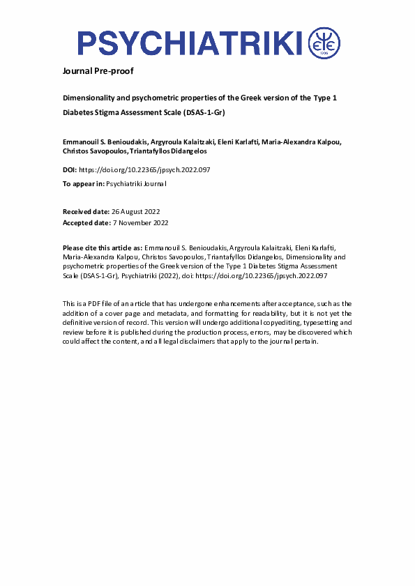 (PDF) Dimensionality and psychometric properties of the Greek version ...