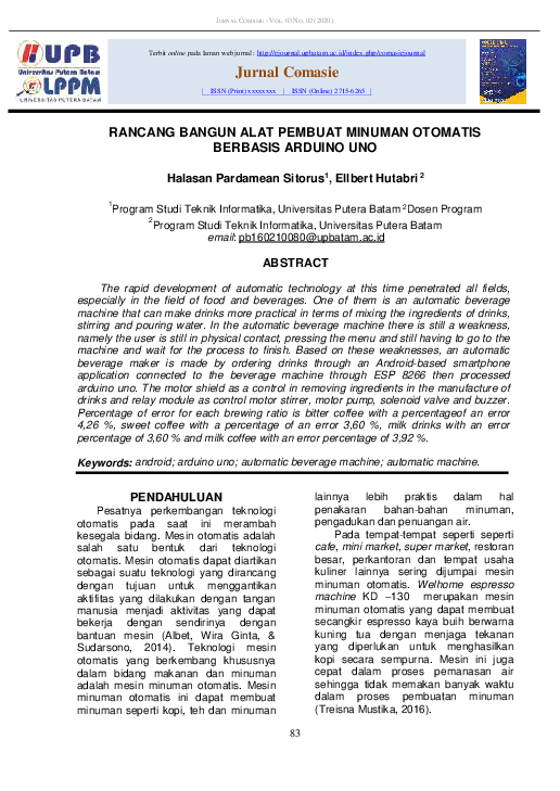 (PDF) Rancang Bangun Alat Pembuat Minuman Otomatis Berbasis Arduino Uno